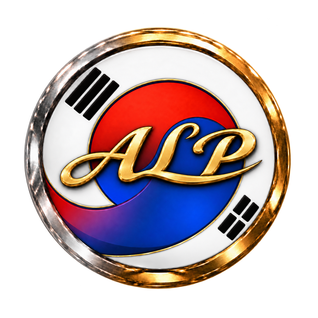 태극 문양과 금색 필기체 ALP 공식 토큰 로고