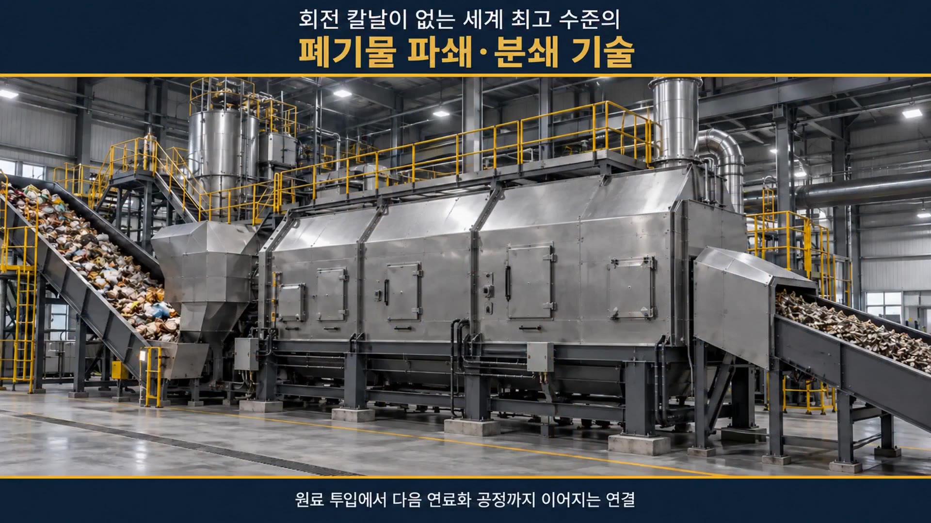 신풍 영상 속 폐기물 투입·전처리 설비 장면