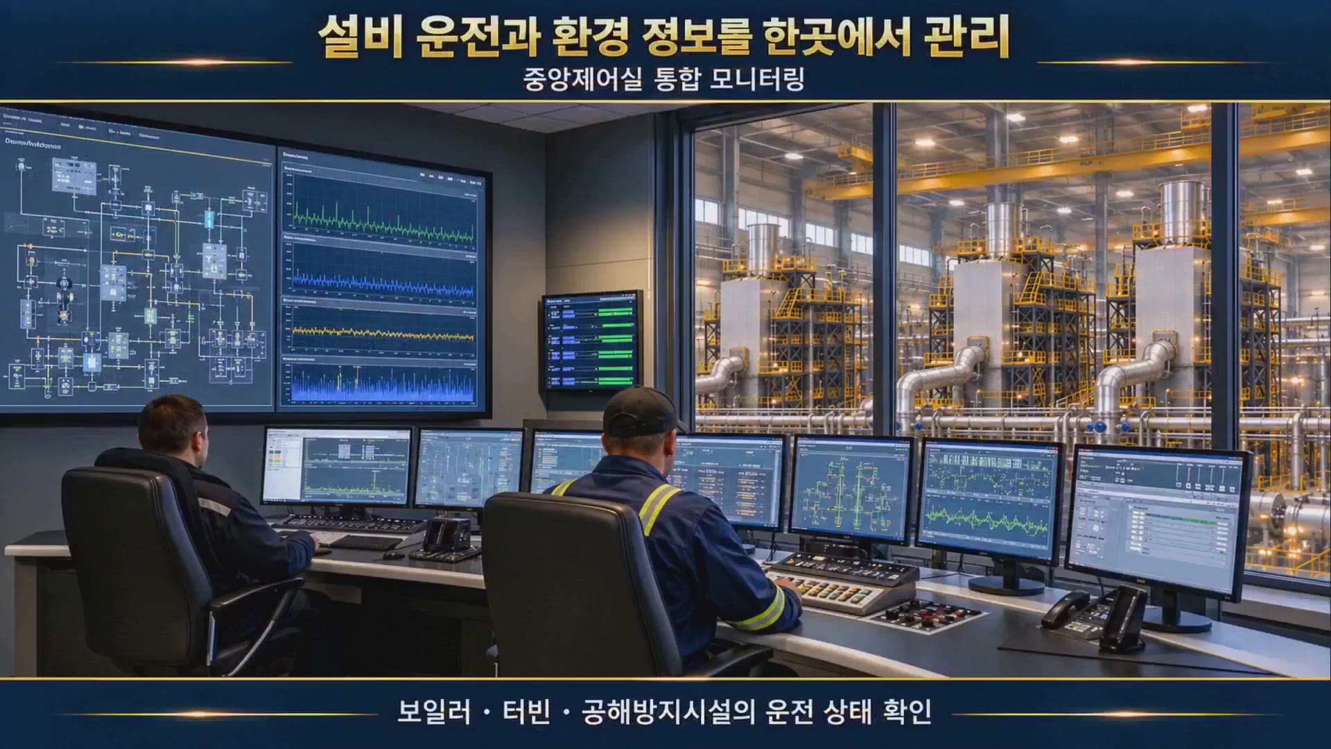 신풍 영상 속 중앙제어실과 통합 모니터링 장면