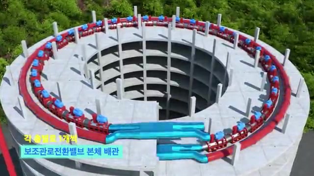 홍보영상 속 상부 순환 수로와 배관 구조